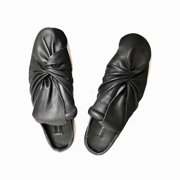 Steven by Steve Madden Catie Women's Slip-On Mules Black Leather Large Bow 7.5 - Picture 2 of 7